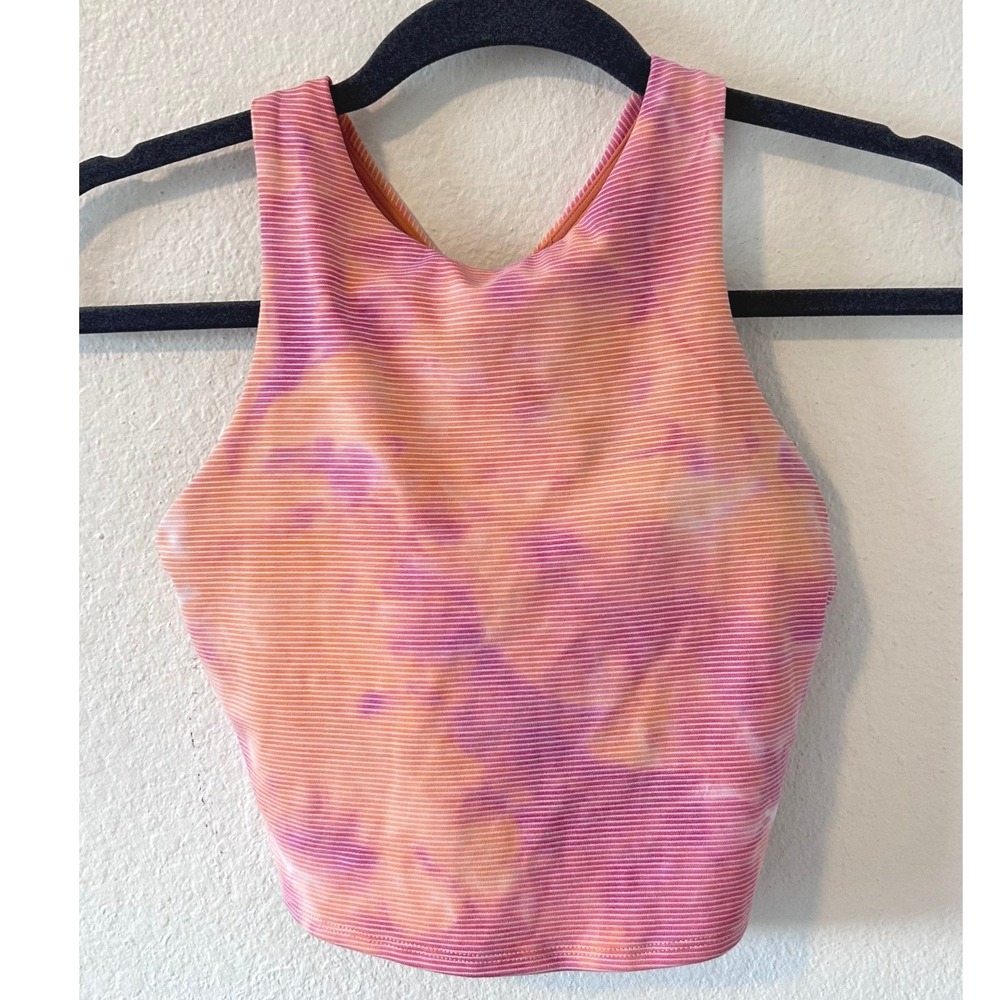 Athleta Conscious‎ Crop Tie Dye Tank Top Orange Purple High Neck SZ XS